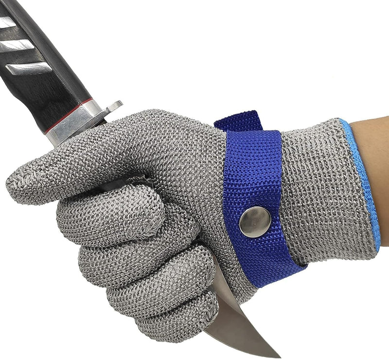 Stainless Steel Mesh Cut-Resistant Glove – Level 5 Protection Food-Grade Safety Glove for Slicing &amp; Meat Cutting | قفاز شبكي من الفولاذ المقاوم للصدأ ومقاوم للقطع – قفاز أمان للمواد الغذائية بمستوى حماية ٥ لتقطيع الخضروات واللحوم